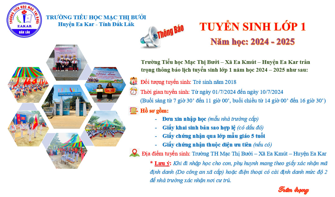 Thông báo tuyển sinh lớp 1 năm học 2024 – 2025